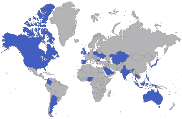 Map of countries where we hiring